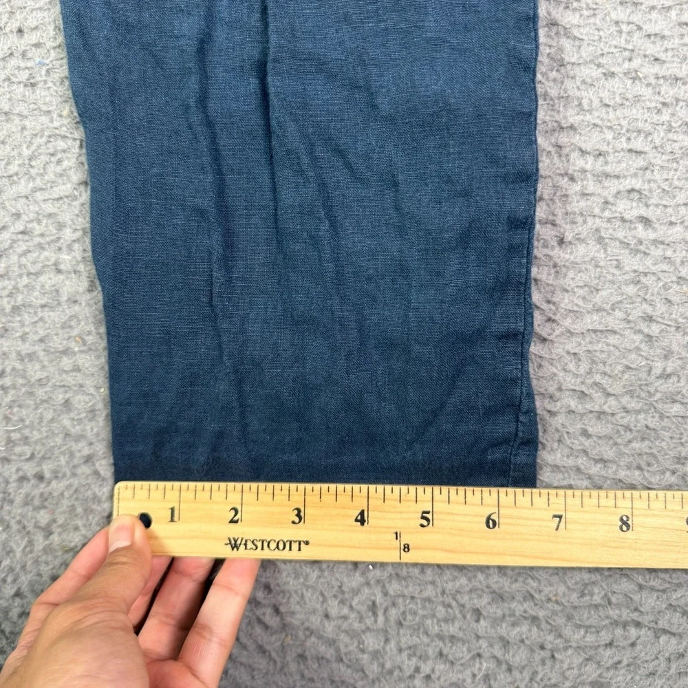 H&M Linen Pants Mens 33x30 Blue Casual Cotton Blend Flat Front Straight Leg